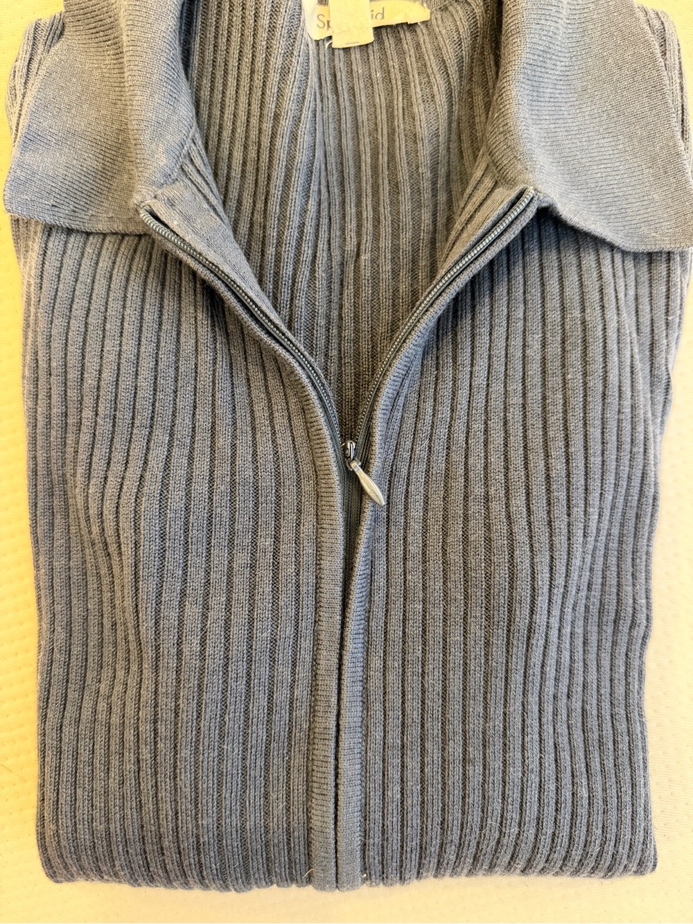 Splendid Cashblend Ribbed Zip Sweater in Ice Navy